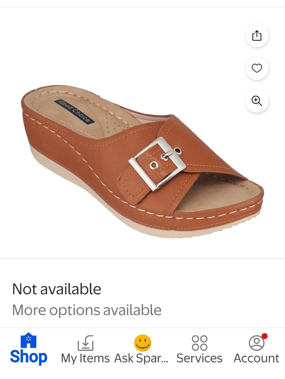 Good Choice Tan Buckle Wedge Slide - Women's Casual Comfort Wedge - Picture 3 of 17